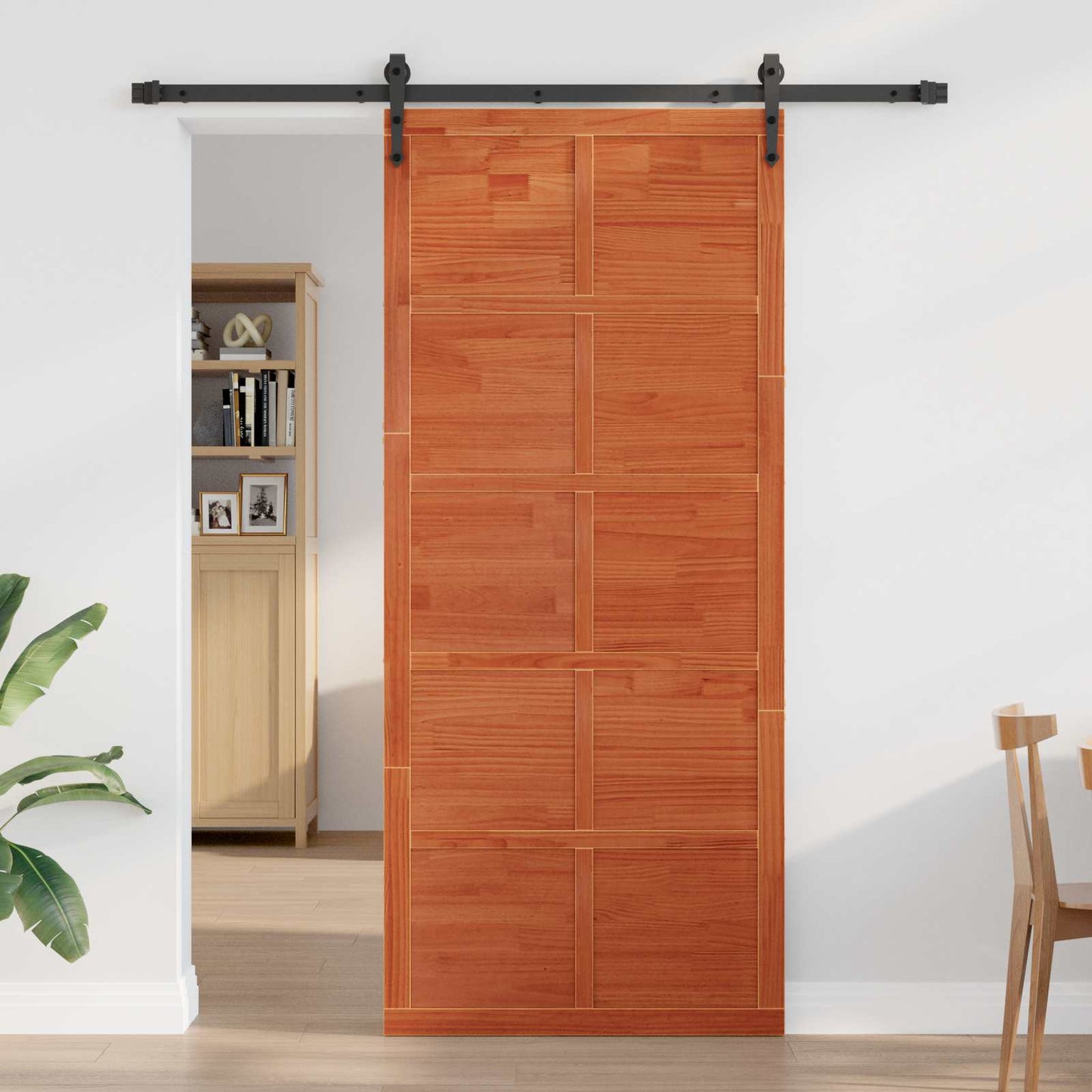 vidaXL Barn Door Wax brown 100 x 2.5 x 208 cm Solid Pine Wood