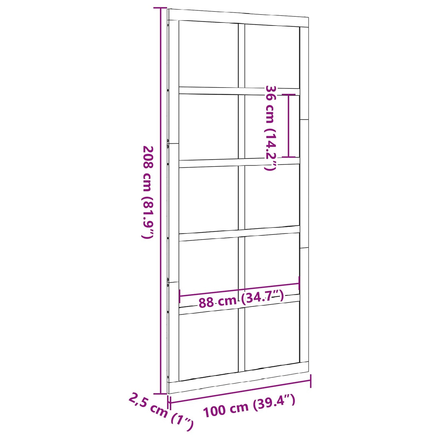vidaXL Barn Door Wax brown 100 x 2.5 x 208 cm Solid Pine Wood