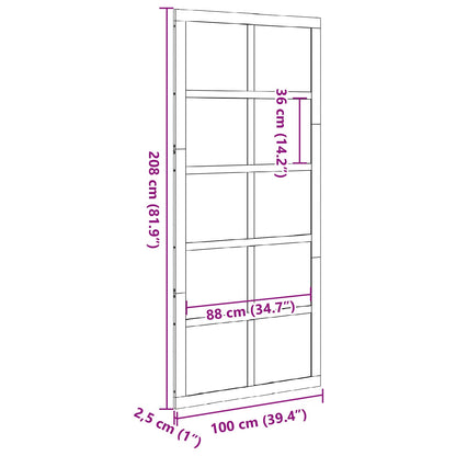 vidaXL Barn Door Wax brown 100 x 2.5 x 208 cm Solid Pine Wood