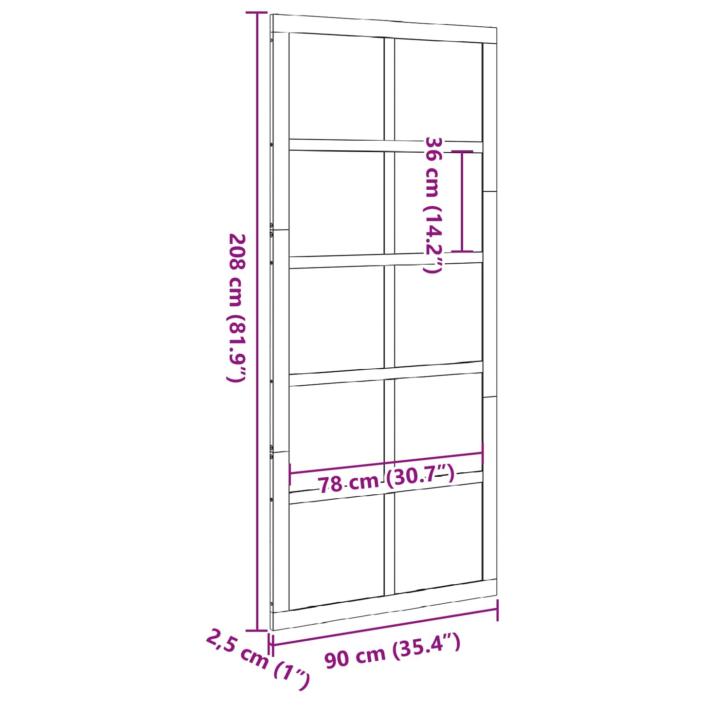 vidaXL Barn Door Wax brown 90 x 2.5 x 208 cm Solid Pine Wood