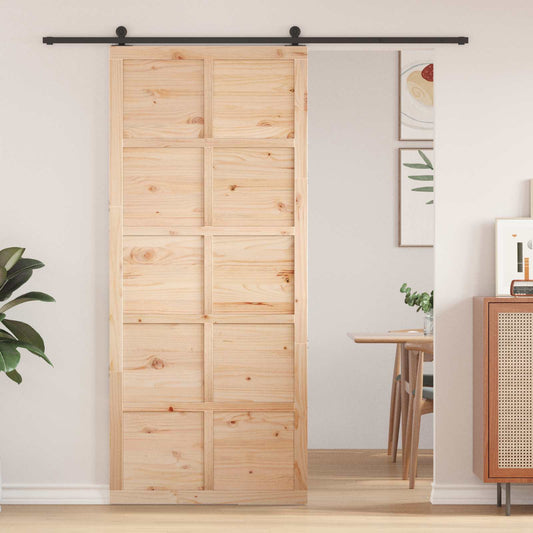 vidaXL Barn Door Natural 80 x 2.5 x 208 cm Solid Pine Wood