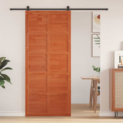 vidaXL Barn Door Wax brown 80 x 2.5 x 208 cm Solid Pine Wood