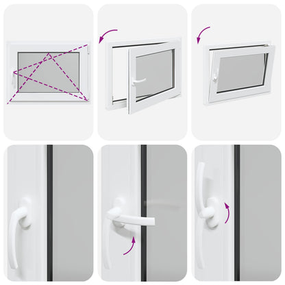 vidaXL Basement Window RISOR 80 x 60 cm PVC and Glass White