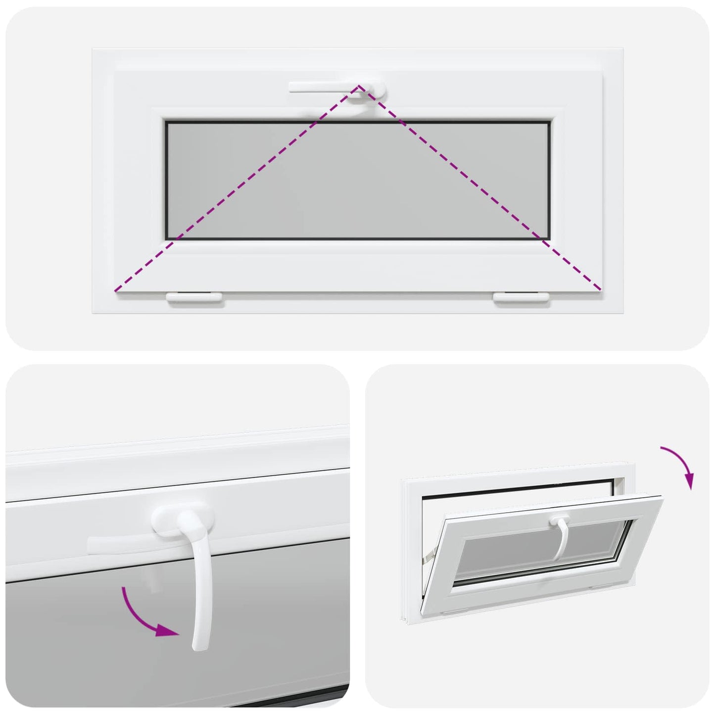 vidaXL Basement Window RISOR 80 x 40 cm PVC and Glass White
