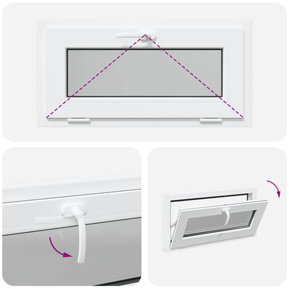 vidaXL Basement Window RISOR 80 x 40 cm PVC and Glass White