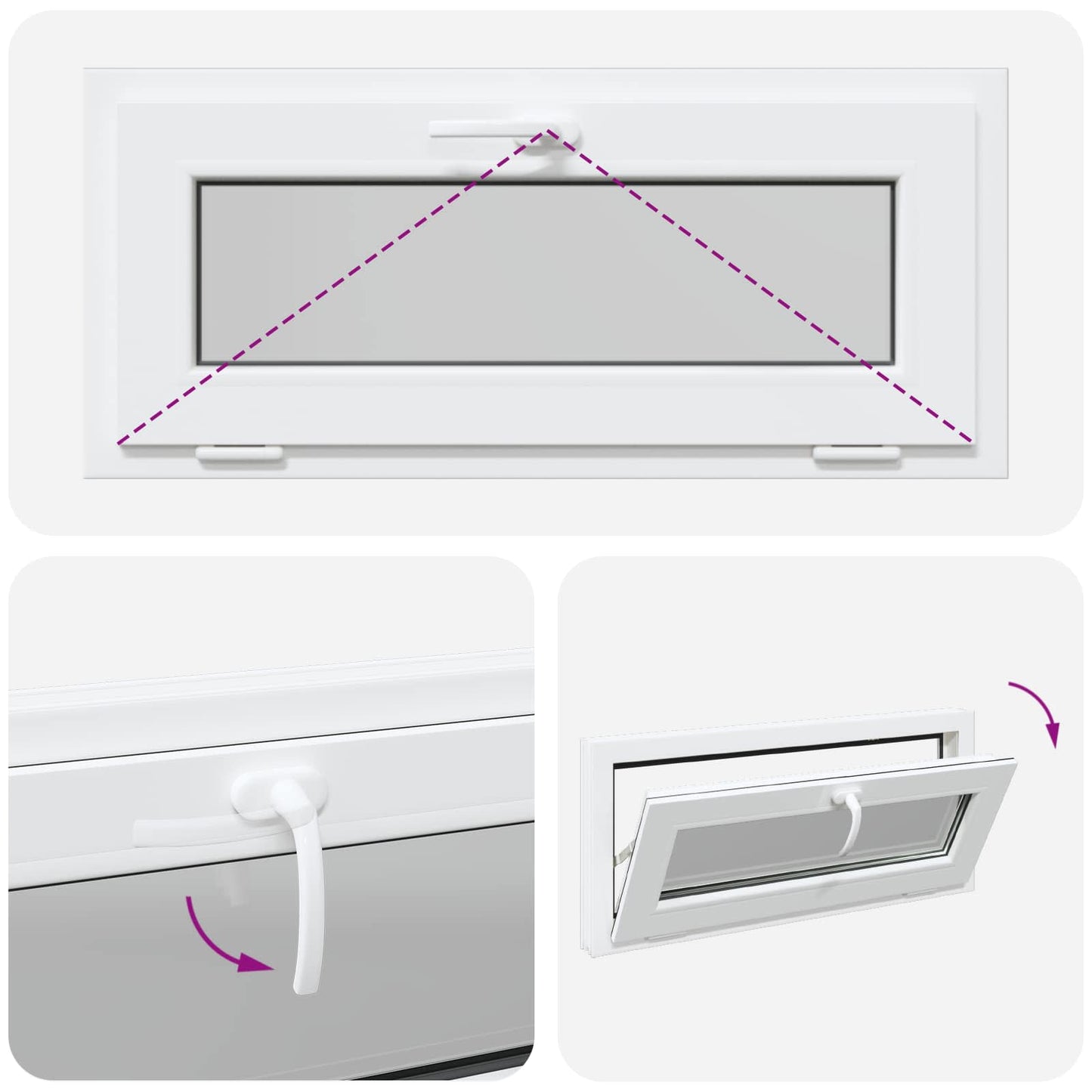 vidaXL Basement Window RISOR 90 x 40 cm PVC and Glass White
