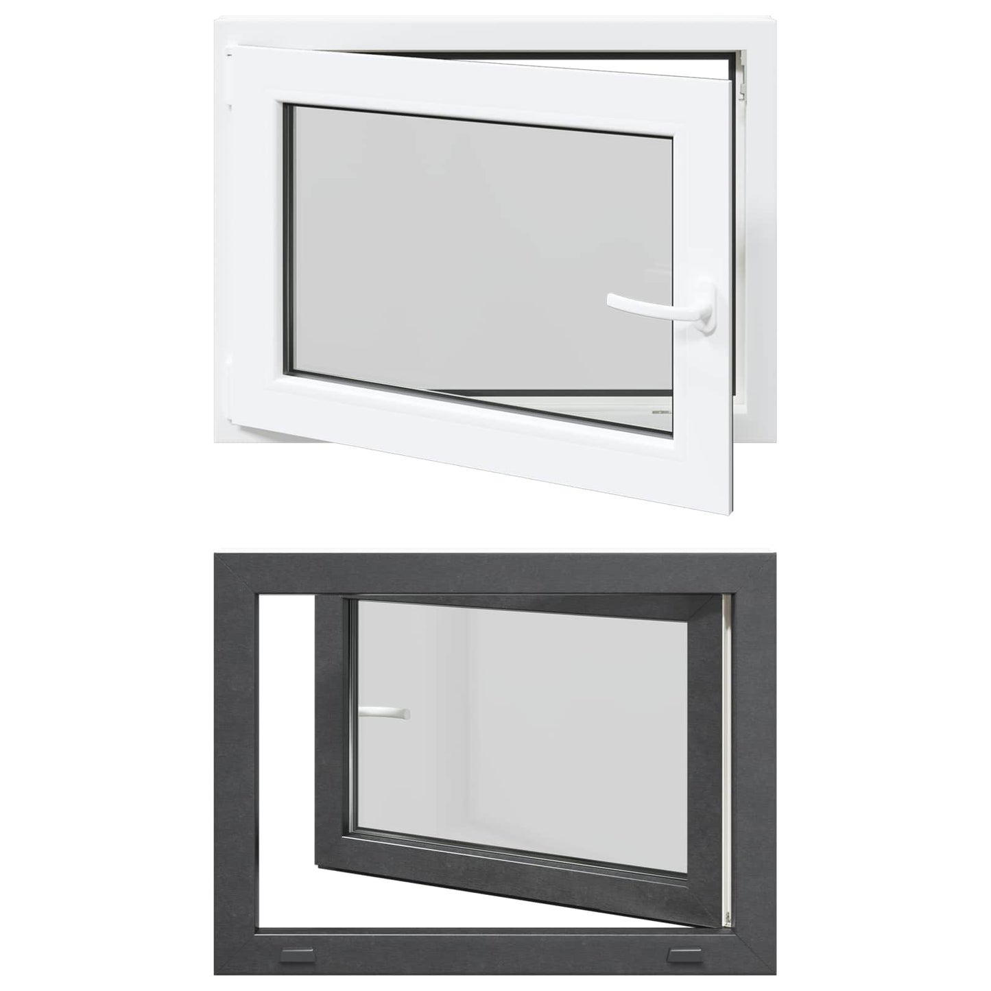 vidaXL Basement Window RISOR 80 x 70 cm PVC and Glass Anthracite