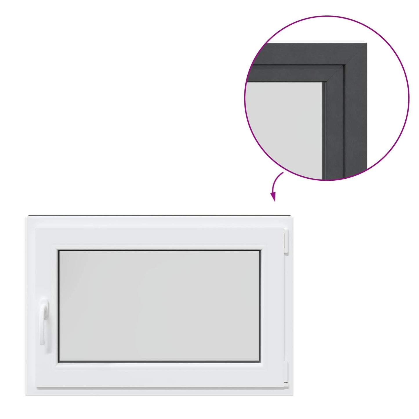 vidaXL Basement Window RISOR 80 x 70 cm PVC and Glass Anthracite