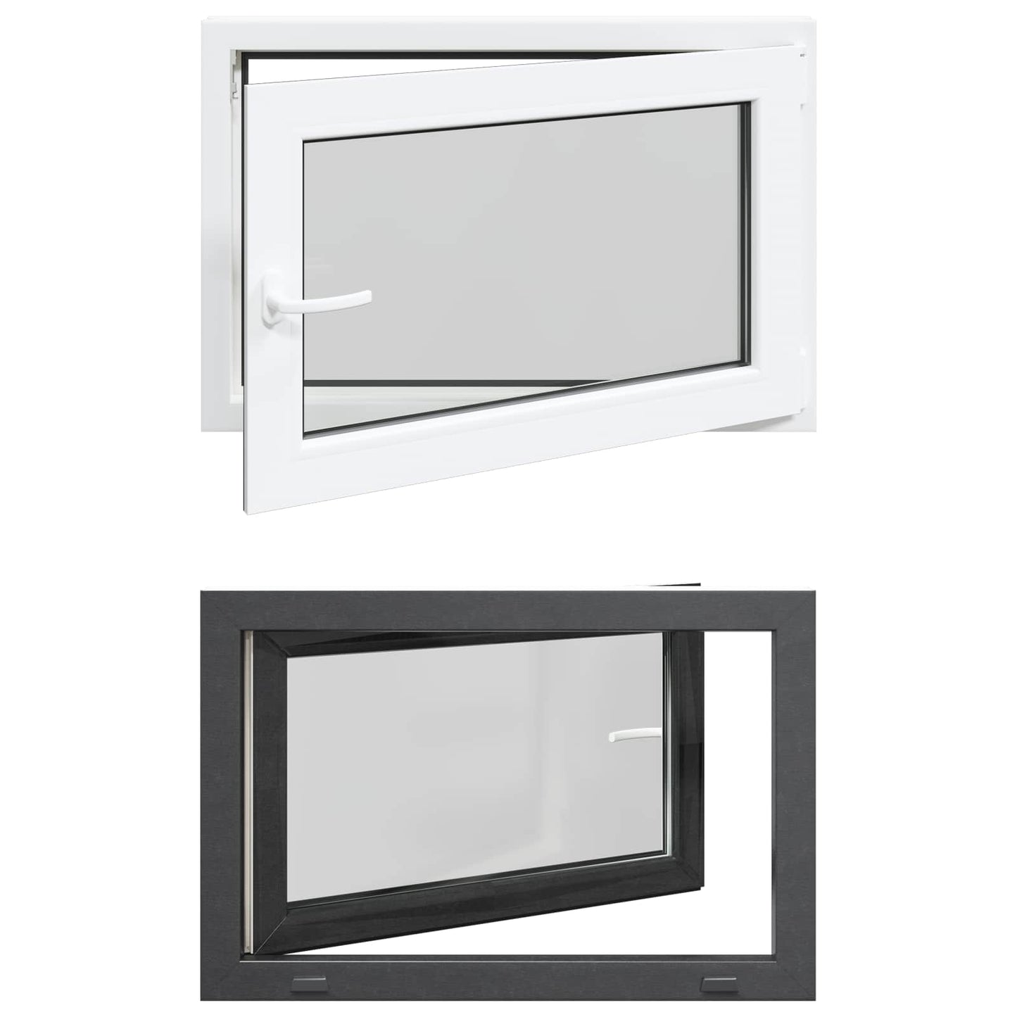 vidaXL Basement Window RISOR 80 x 70 cm PVC and Glass Anthracite