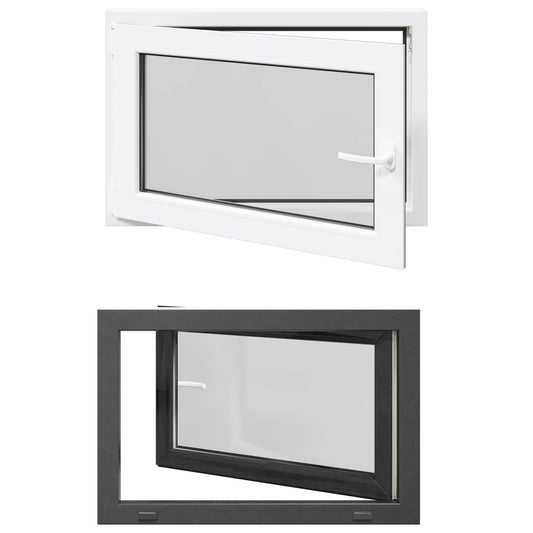 vidaXL Basement Window RISOR 90 x 70 cm PVC and Glass Anthracite