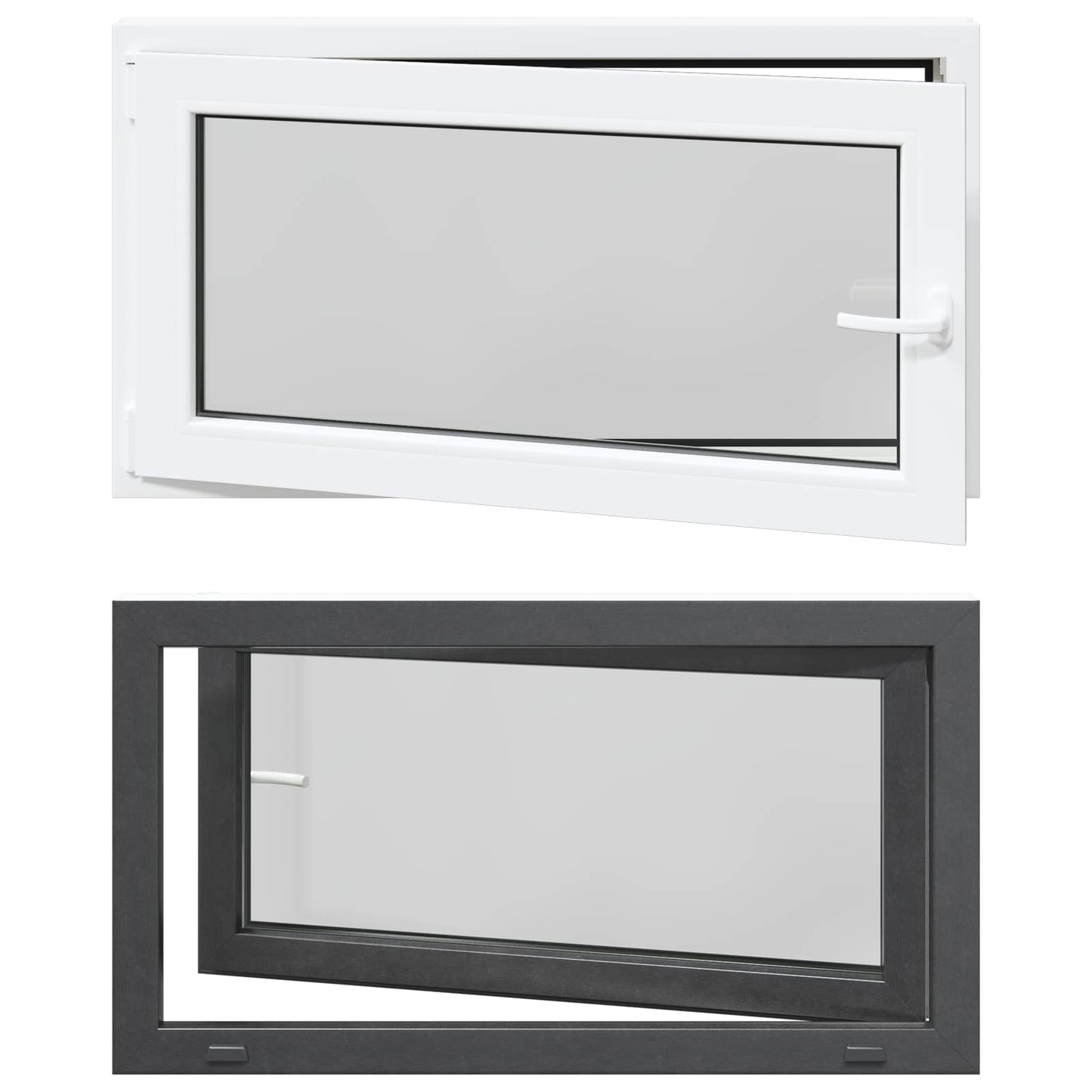 vidaXL Basement Window RISOR 110 x 70 cm PVC and Glass Anthracite