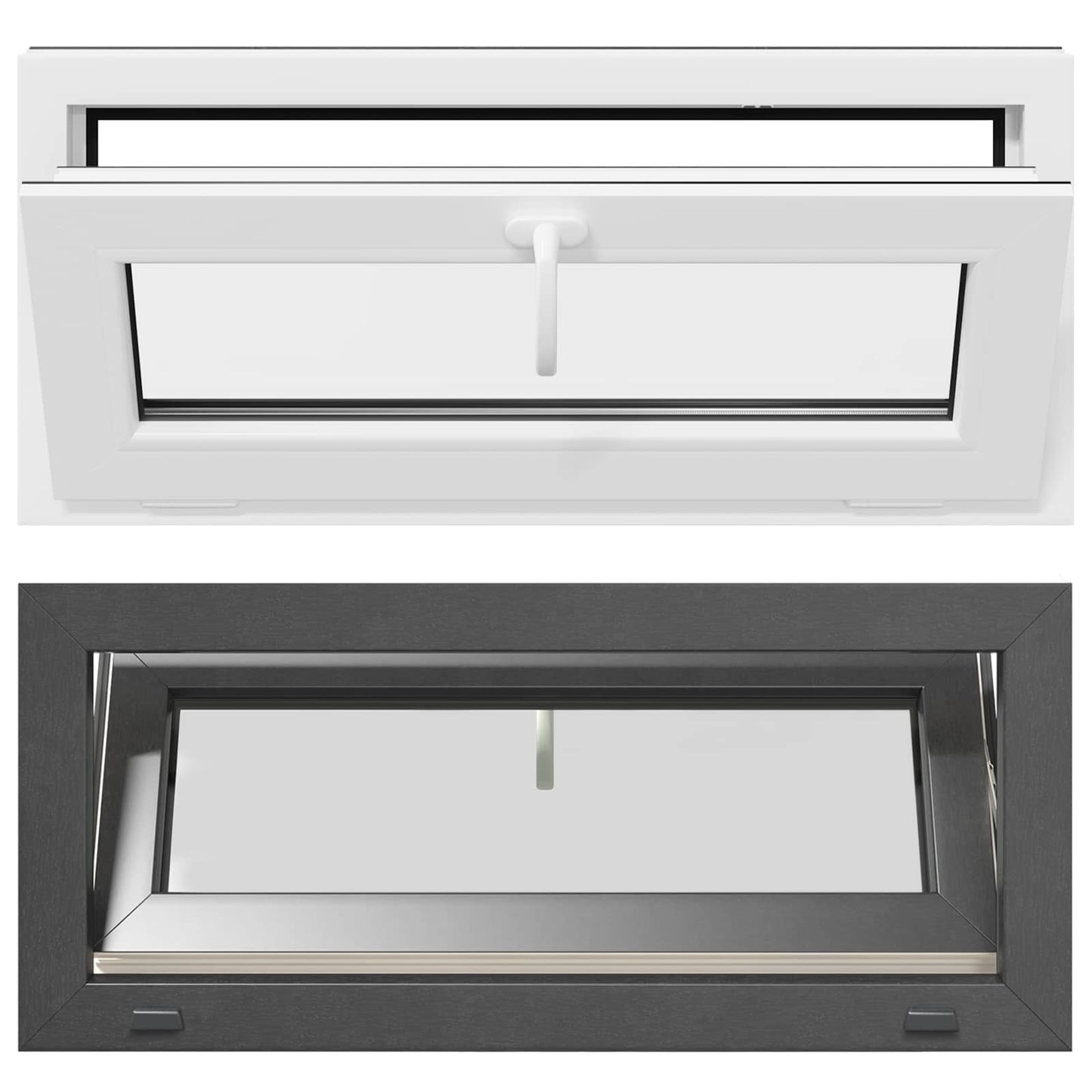 vidaXL Basement Window RISOR 90 x 40 cm PVC and Glass Anthracite