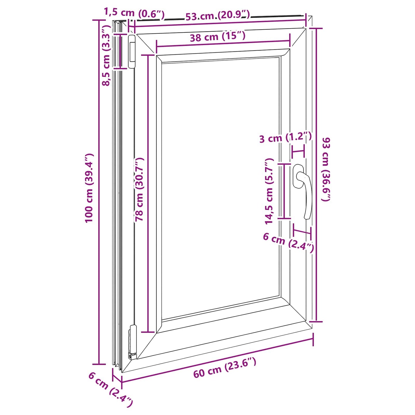 vidaXL Basement Window RISOR 60 x 100 cm PVC and Glass Anthracite