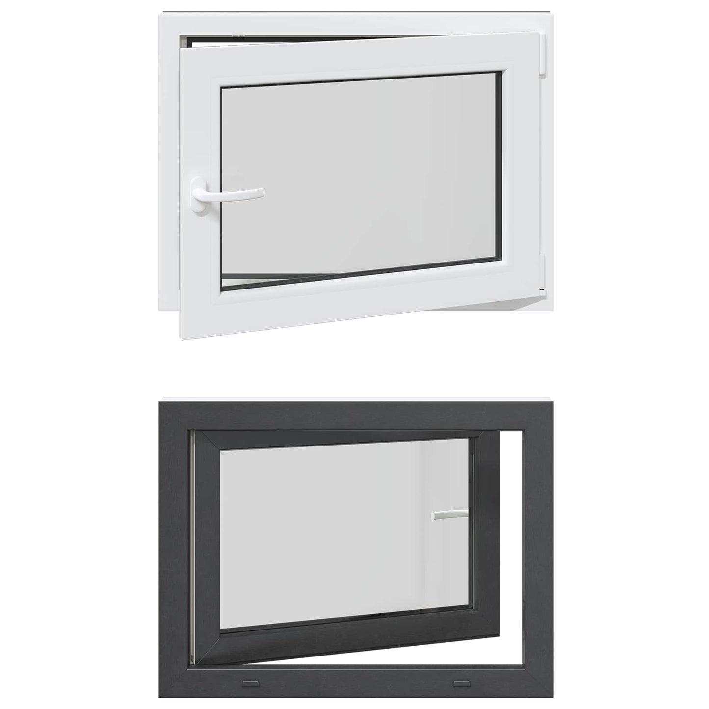 vidaXL Basement Window RISOR 80 x 50 cm PVC and Glass Anthracite