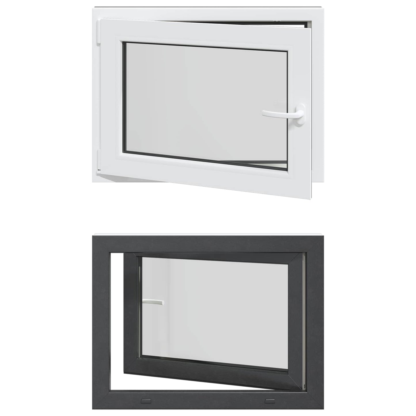 vidaXL Basement Window RISOR 80 x 60 cm PVC and Glass Anthracite
