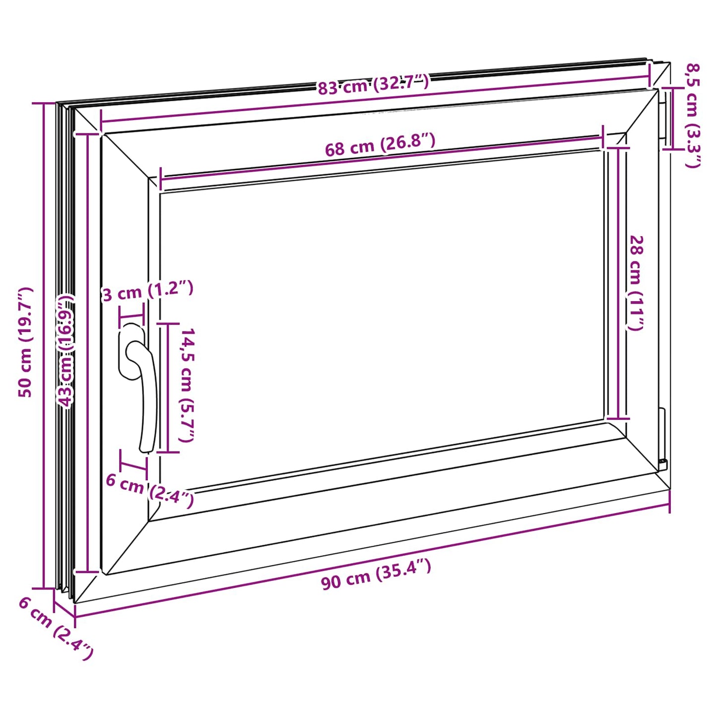 vidaXL Basement Window RISOR 80 x 70 cm PVC and Glass Anthracite