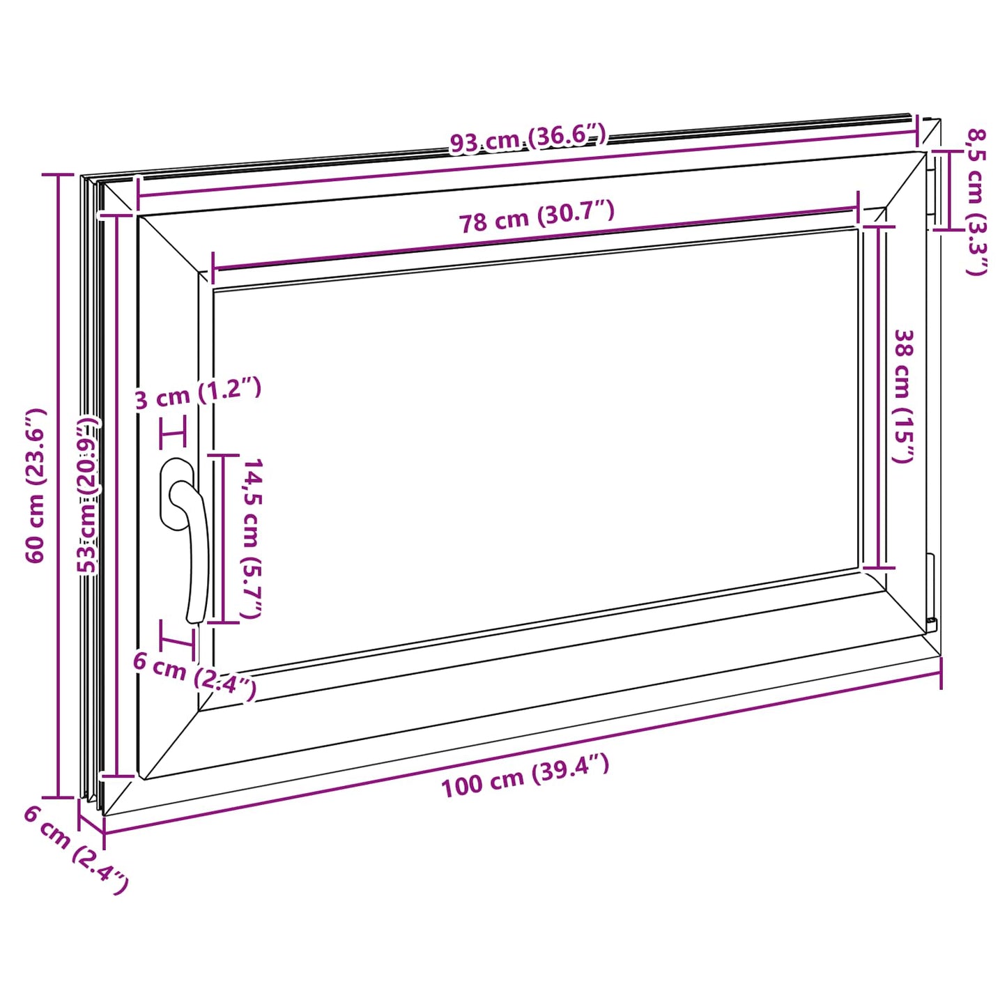 vidaXL Basement Window RISOR 100 x 60 cm PVC and Glass Anthracite