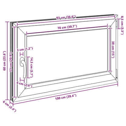 vidaXL Basement Window RISOR 100 x 60 cm PVC and Glass Anthracite