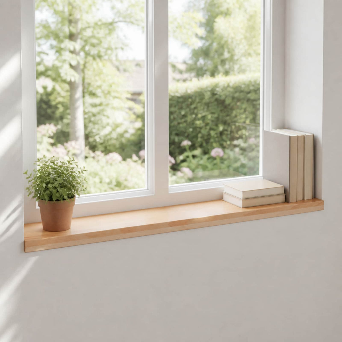 vidaXL Window Sills 2 pcs Natural 90 x 20 x 2 cm Solid Beech Wood