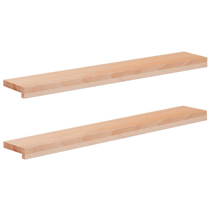 vidaXL Window Sills 2 pcs Natural 100 x 20 x 2 cm Solid Beech Wood
