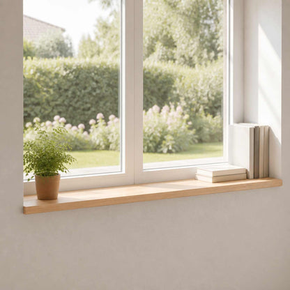 vidaXL Window Sills 2 pcs Natural 140 x 20 x 2 cm Solid Beech Wood