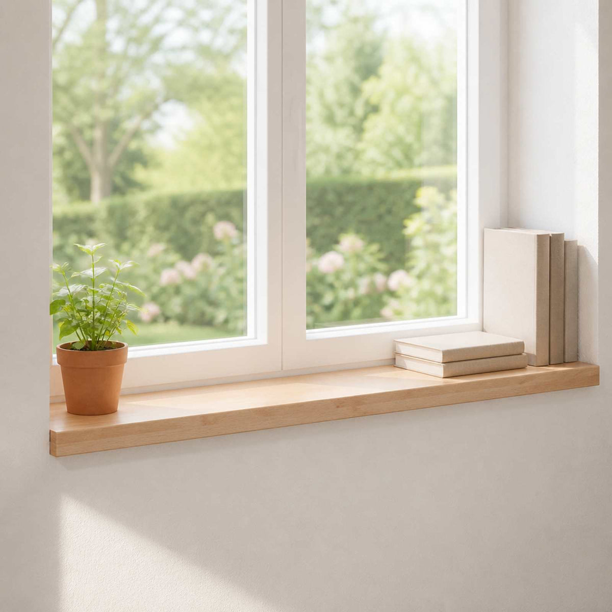 vidaXL Window Sills 2 pcs Natural 90 x 25 x 2 cm Solid Beech Wood