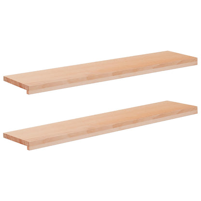 vidaXL Window Sills 2 pcs Natural 120 x 25 x 2 cm Solid Beech Wood