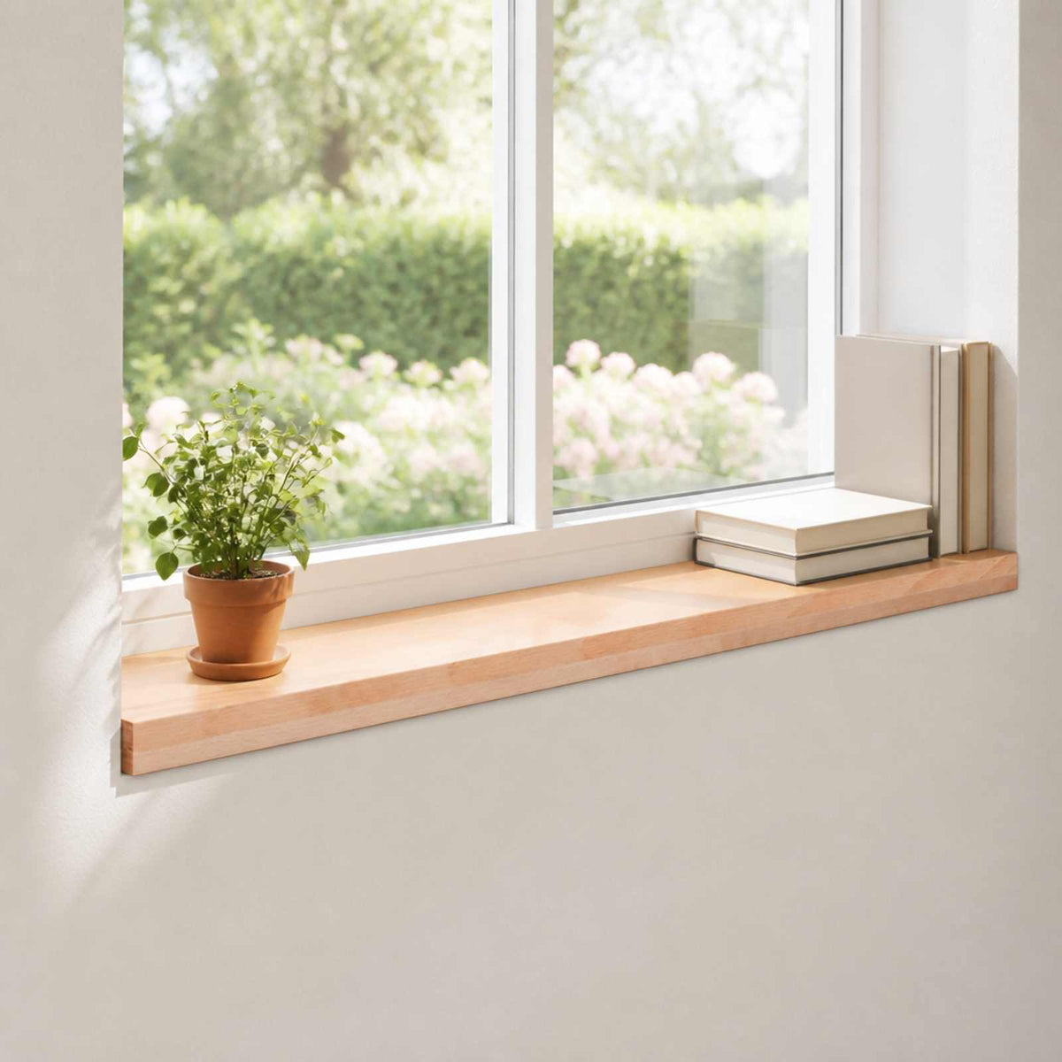 vidaXL Window Sills 2 pcs Natural 90 x 30 x 2 cm Solid Beech Wood