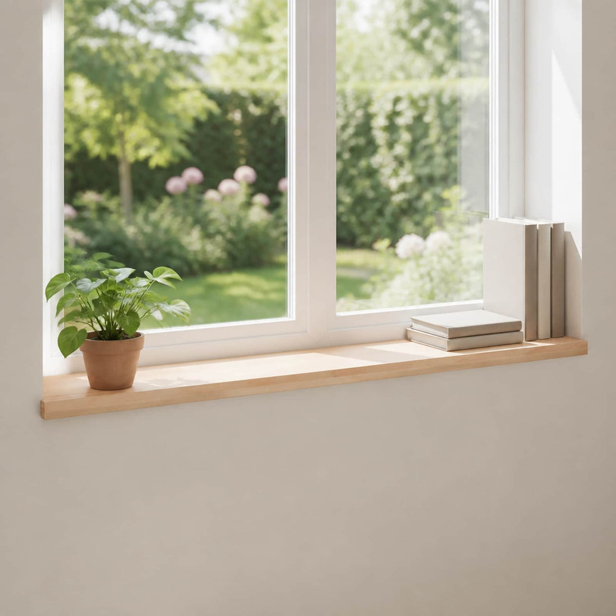 vidaXL Window Sills 2 pcs Natural 110 x 30 x 2 cm Solid Beech Wood
