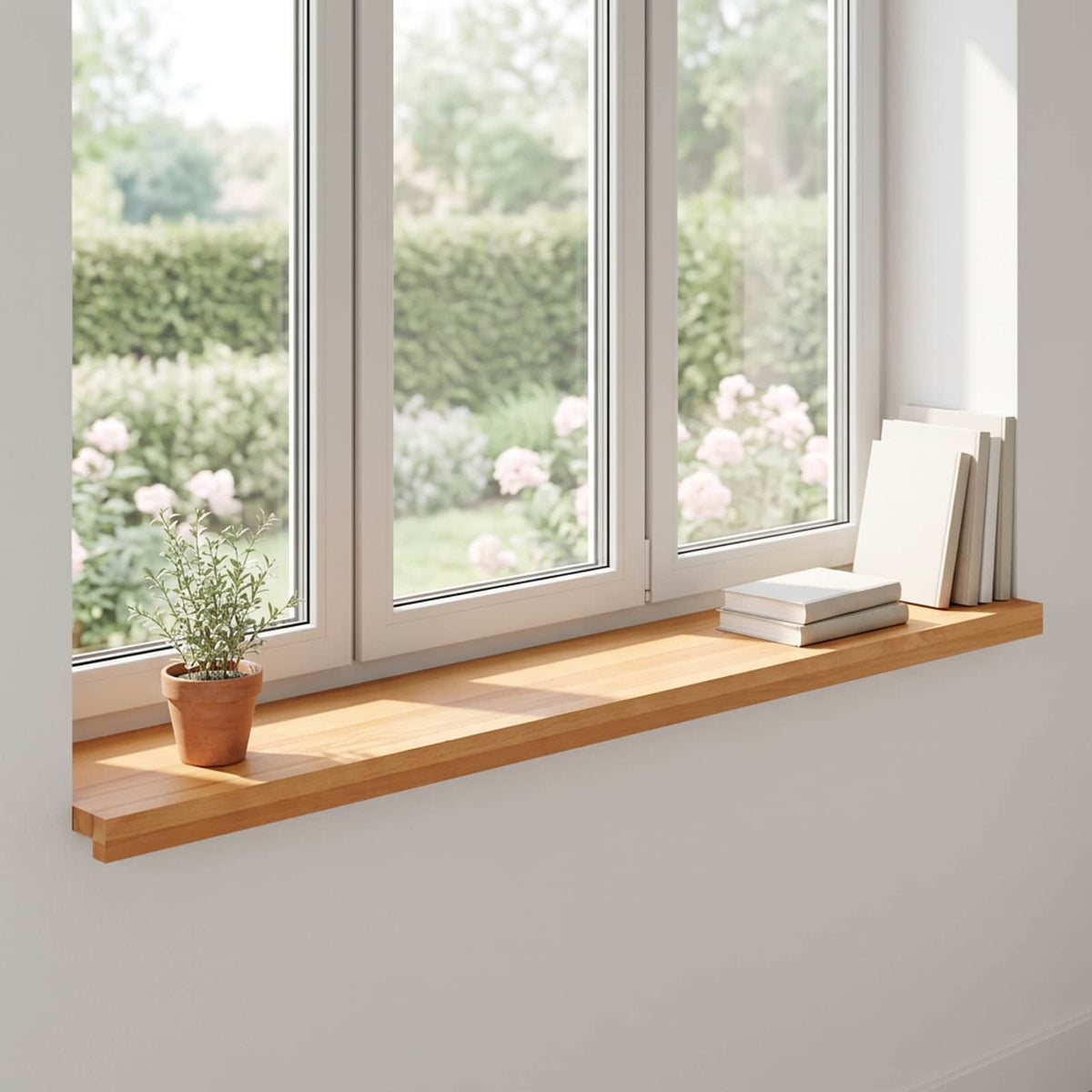 vidaXL Window Sills 2 pcs Light Brown 110 x 15 x 2 cm Solid Beech Wood