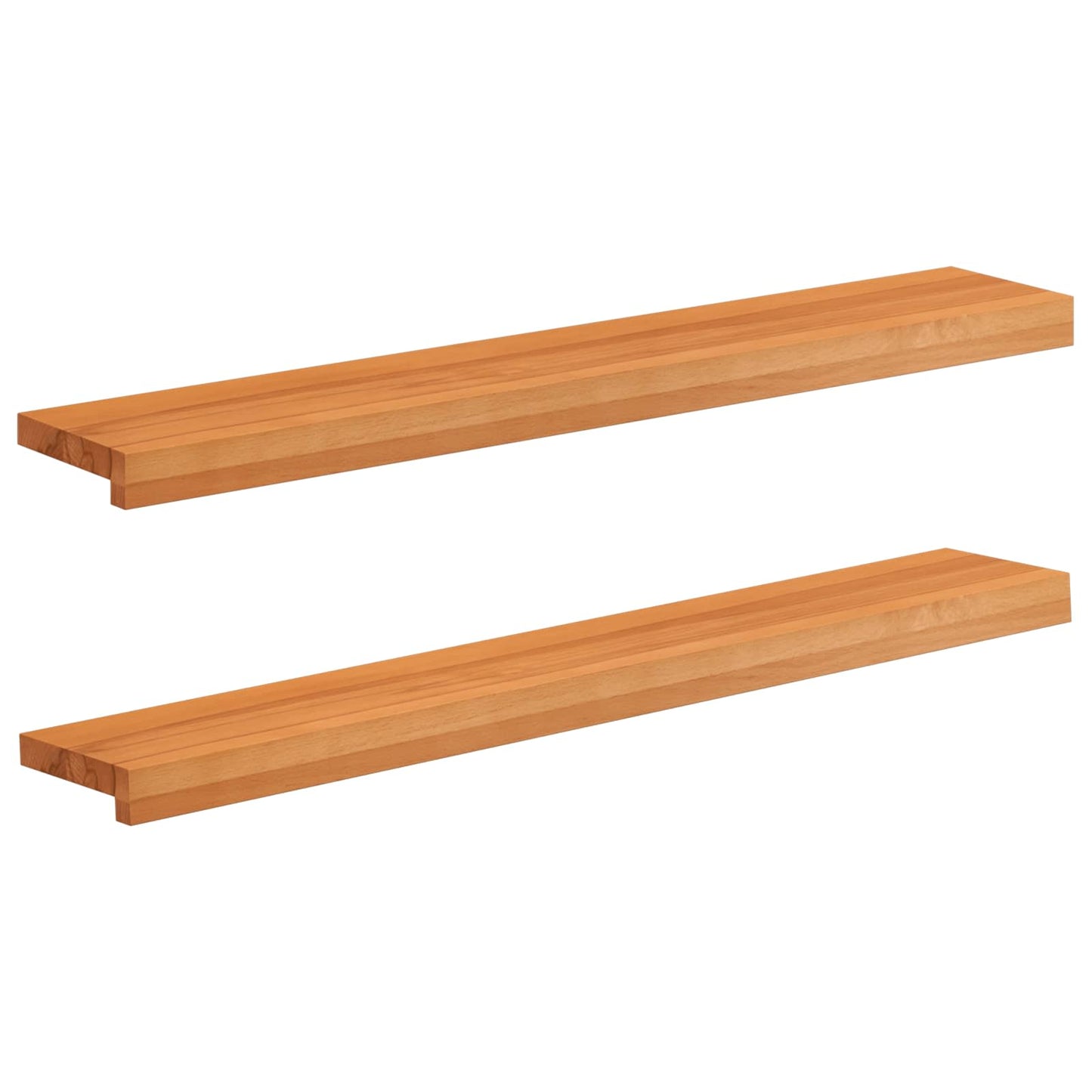 vidaXL Window Sills 2 pcs Light Brown 100 x 20 x 2 cm Solid Beech Wood