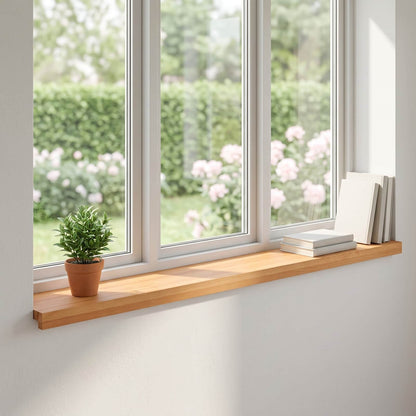 vidaXL Window Sills 2 pcs Light Brown 110 x 20 x 2 cm Solid Beech Wood