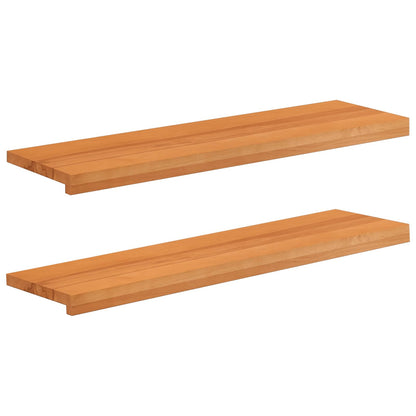 vidaXL Window Sills 2 pcs Light Brown 100 x 30 x 2 cm Solid Beech Wood
