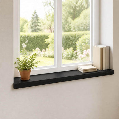 vidaXL Window Sills 2 pcs Black 80x 15 x 2 cm Solid Beech Wood