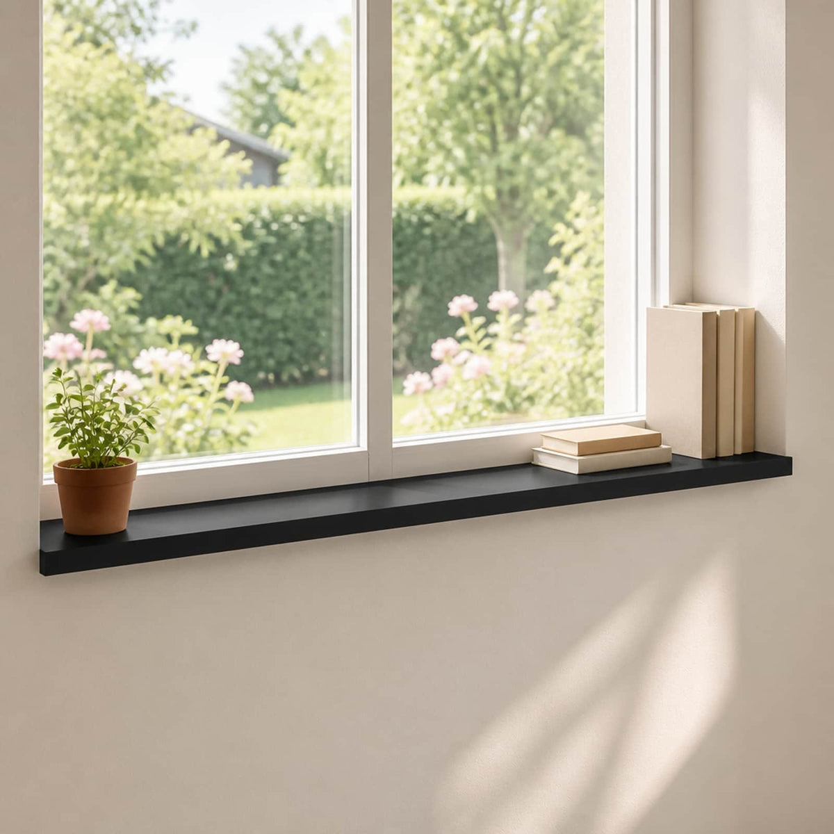 vidaXL Window Sills 2 pcs Black 140 x 15 x 2 cm Solid Beech Wood