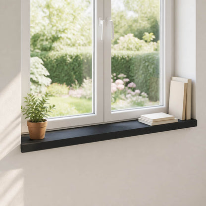 vidaXL Window Sills 2 pcs Black 80x 20 x 2 cm Solid Beech Wood