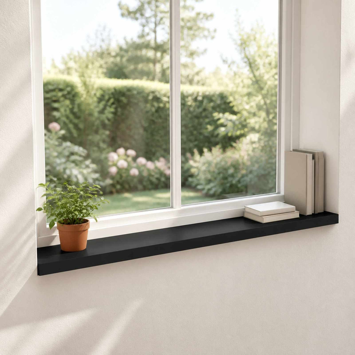vidaXL Window Sills 2 pcs Black 160 x 20 x 2 cm Solid Beech Wood