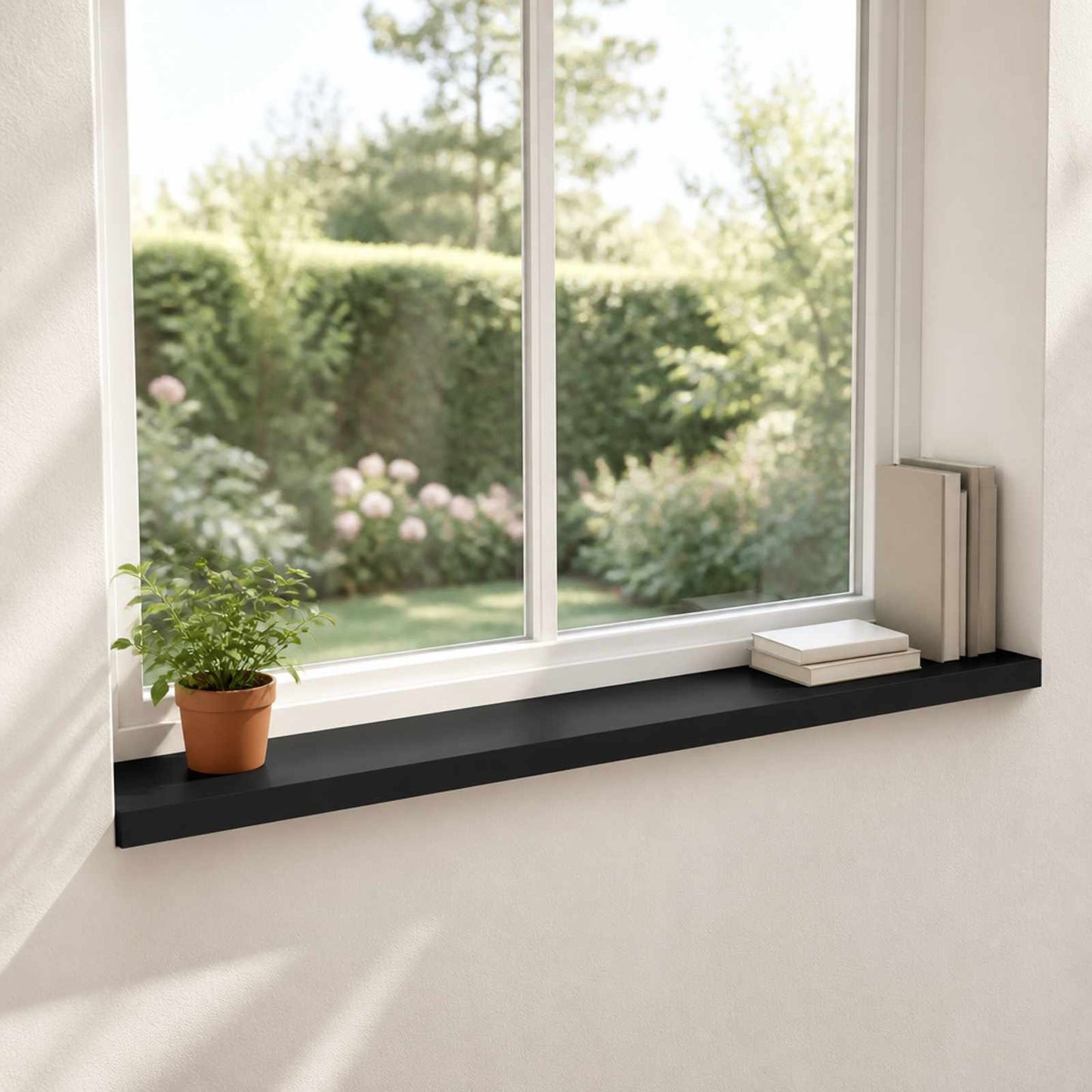 vidaXL Window Sills 2 pcs Black 140 x 20 x 2 cm Solid Beech Wood