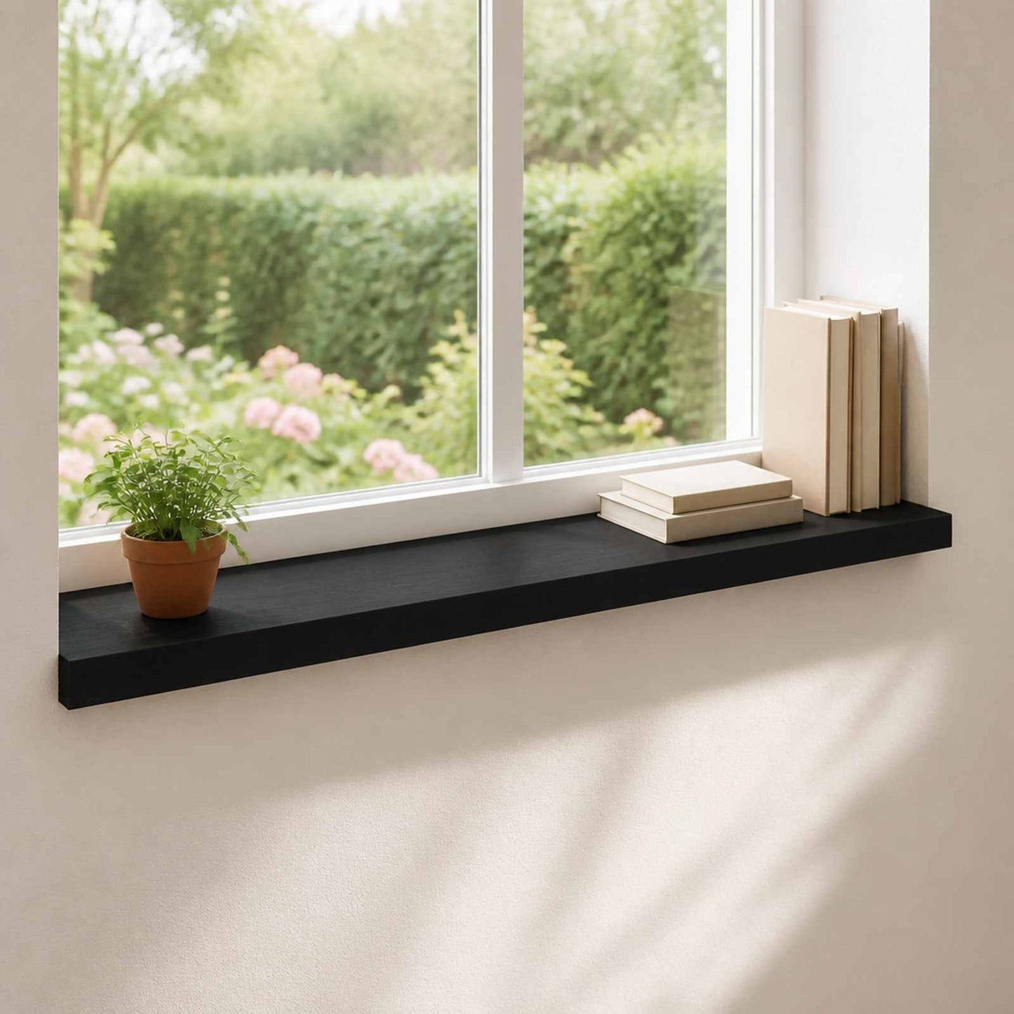 vidaXL Window Sills 2 pcs Black 80x 25 x 2 cm Solid Beech Wood