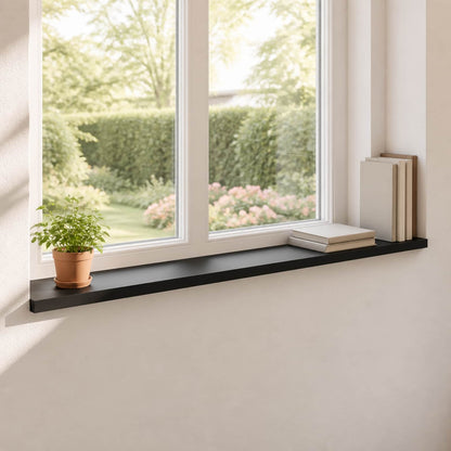 vidaXL Window Sills 2 pcs Black 140 x 25 x 2 cm Solid Beech Wood