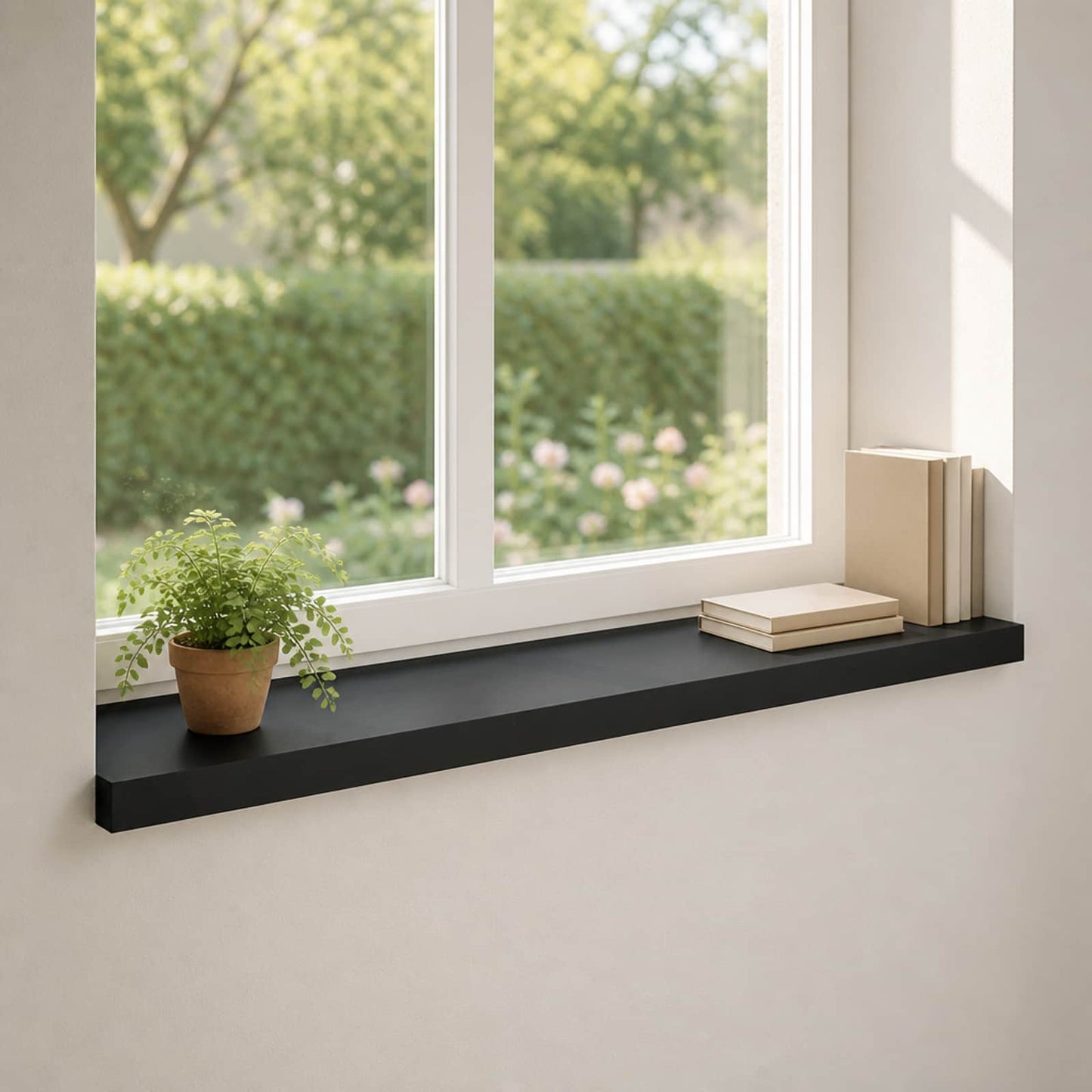 vidaXL Window Sills 2 pcs Black 80x 30 x 2 cm Solid Beech Wood