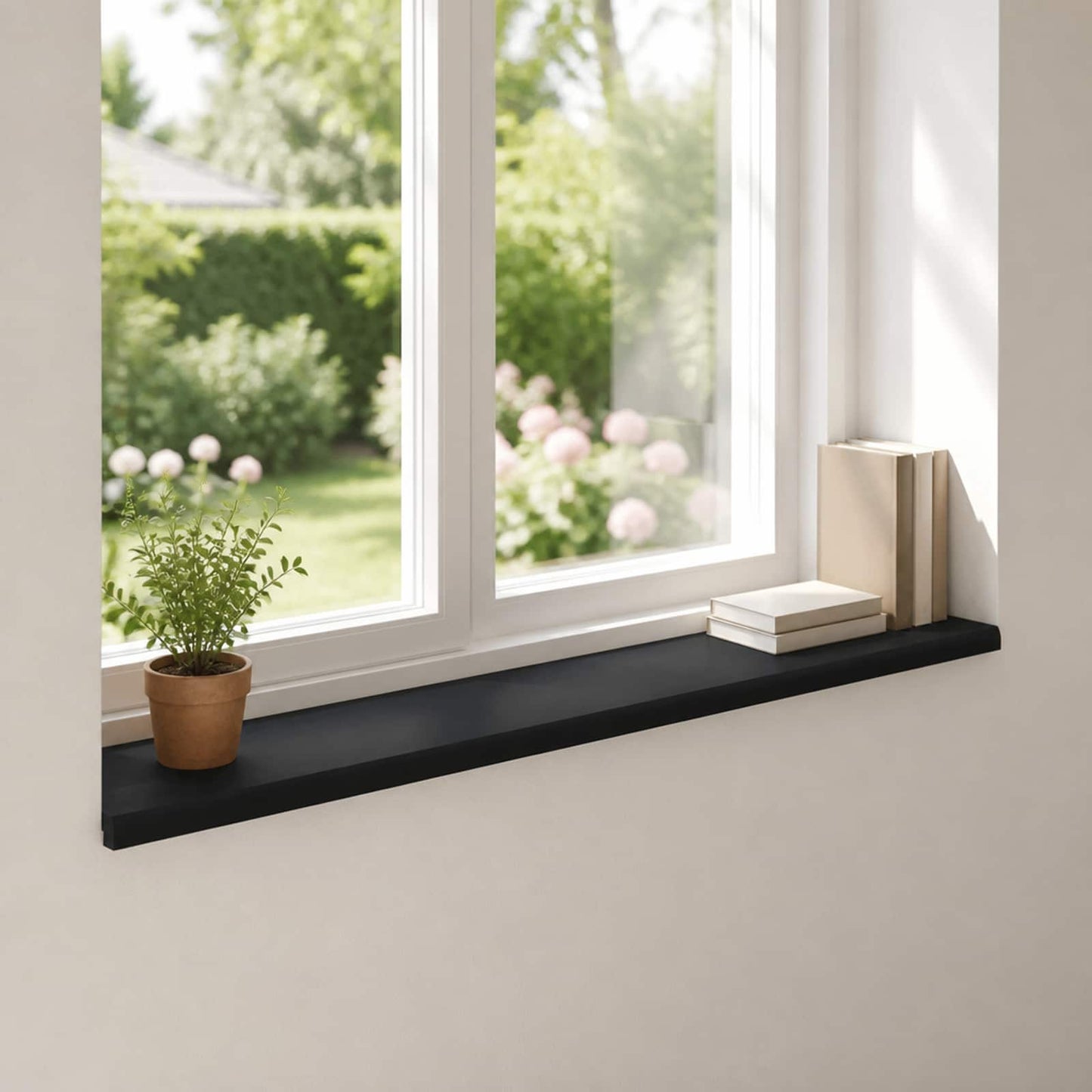 vidaXL Window Sills 2 pcs Black 160 x 30 x 2 cm Solid Beech Wood