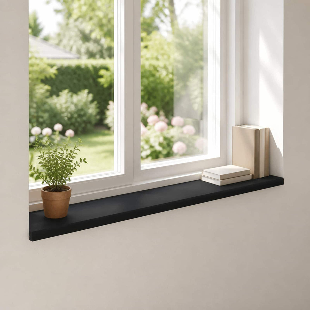vidaXL Window Sills 2 pcs Black 120 x 30 x 2 cm Solid Beech Wood