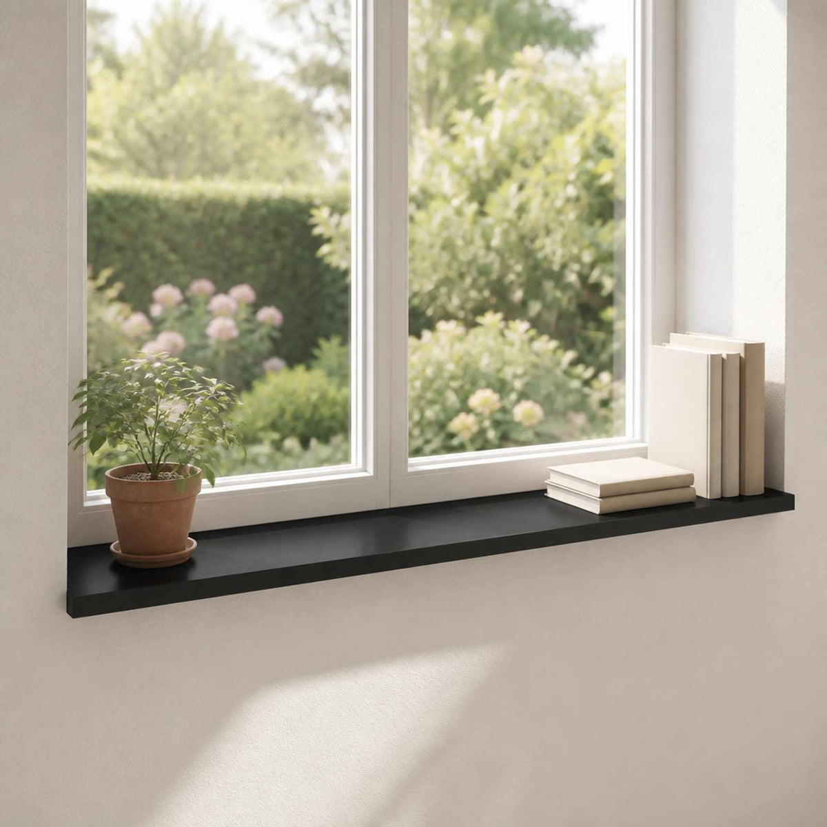 vidaXL Window Sills 2 pcs Black 80x 40 x 2 cm Solid Beech Wood