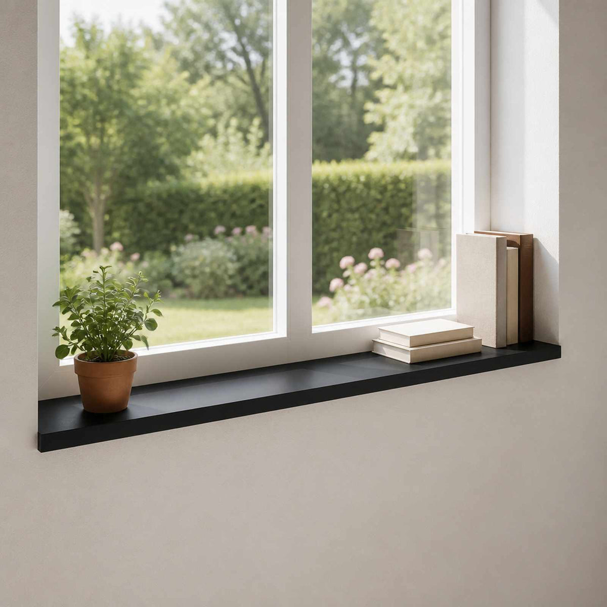 vidaXL Window Sills 2 pcs Black 120 x 40 x 2 cm Solid Beech Wood