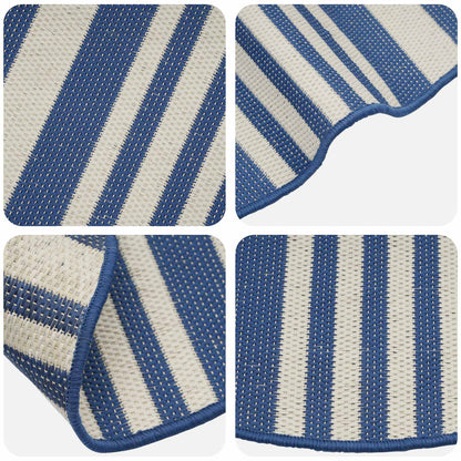 vidaXL In- and Outdoor Rug OLITE Natural and Navy Blue Ø 160cm 100% PP