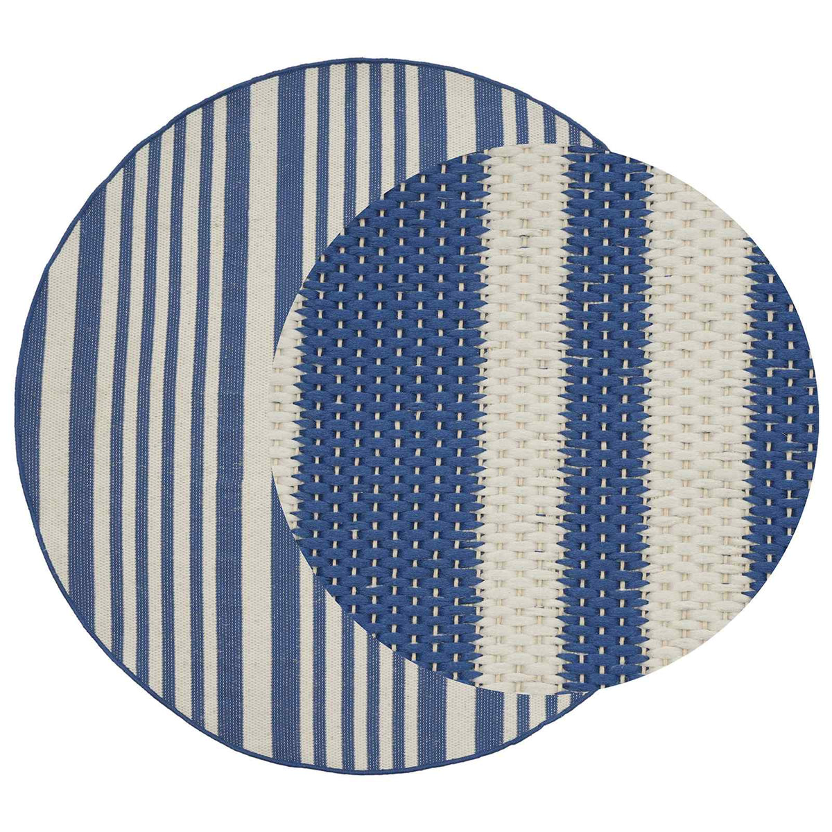 vidaXL In- and Outdoor Rug OLITE Natural and Navy Blue Ø 160cm 100% PP
