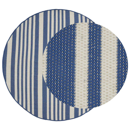 vidaXL In- and Outdoor Rug OLITE Natural and Navy Blue Ø 160cm 100% PP