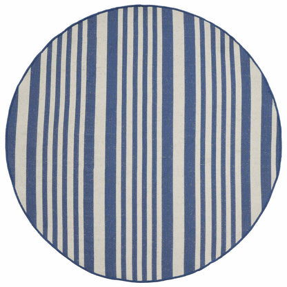 vidaXL In- and Outdoor Rug OLITE Natural and Navy Blue Ø 160cm 100% PP