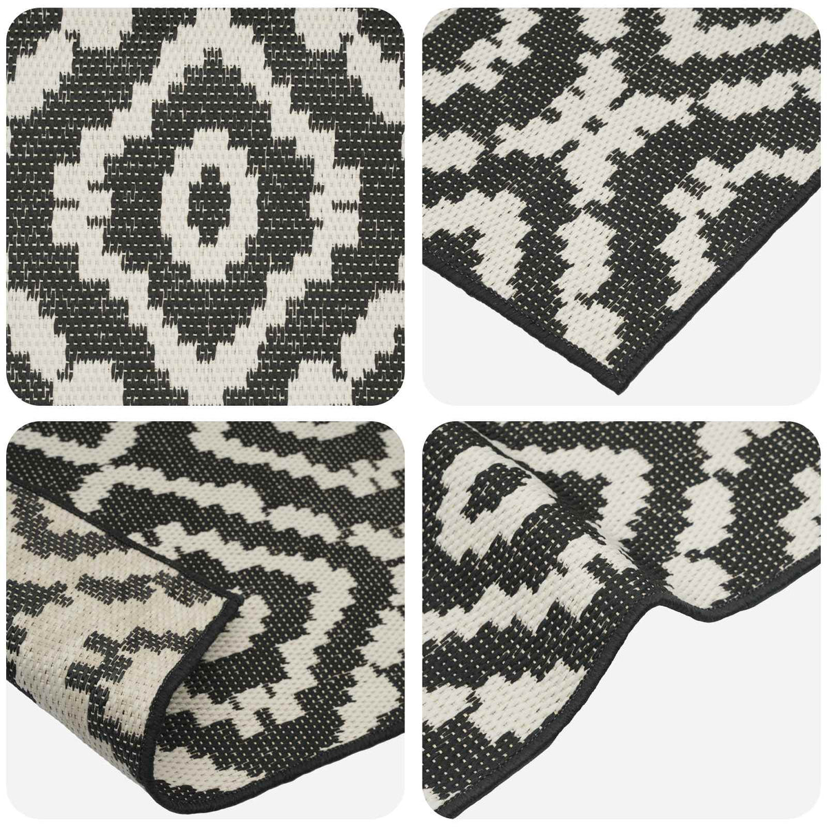 vidaXL Area Rug Natural and Black 200 x 290 cm PET